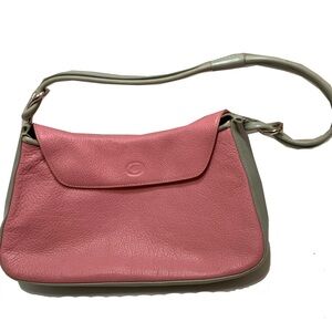chesneau Pink and Gray Leather Shoulder Bag
